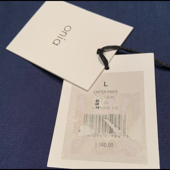 ONIA Carter Navy Linen-Cotton Lounge Pants Large - Picture 8 of 8